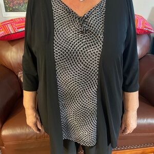 Petite Addition Elle Party Black Blouse with Sparkles